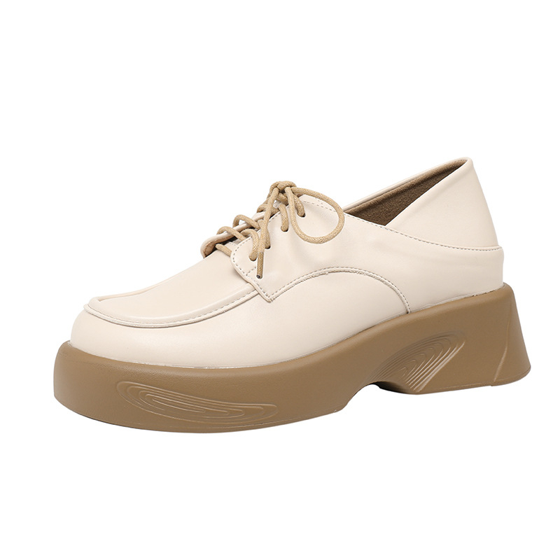 Ženske platforme loaferice s vezicama — zaobljeni vrh, gornji dio od mikrovlakana, debela platforma 6–8 cm, gumena potplat