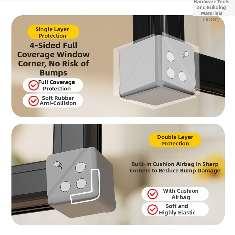 Hlinírový ochranný roh okna – proti kolícii, vnútorné otvorenie, ochranný kryt