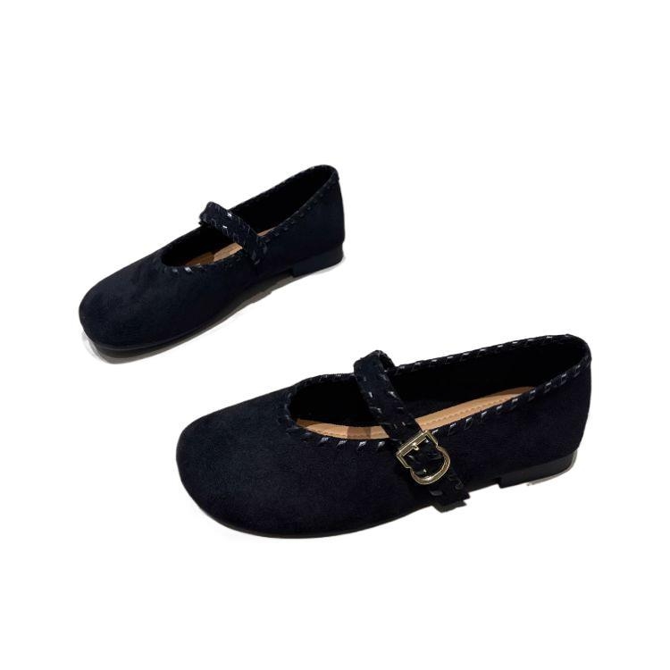 Mary Jane balerinke s okruglom vrhom, PU gornji dio, kopča, ravna potpetica