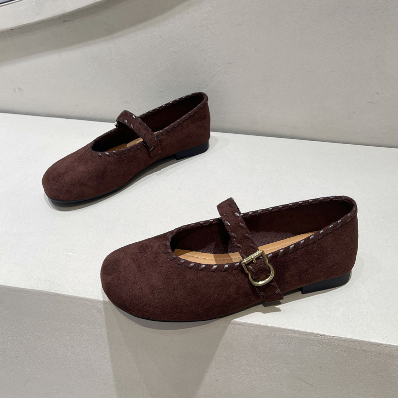 Mary Jane balerinke s okruglom vrhom, PU gornji dio, kopča, ravna potpetica