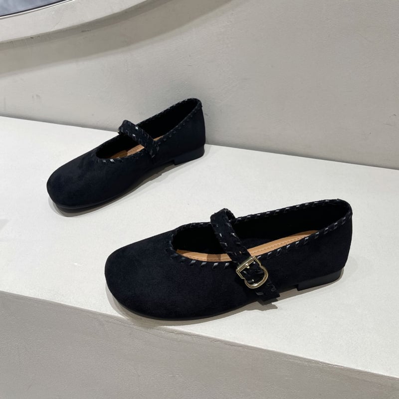 Mary Jane balerinke s okruglom vrhom, PU gornji dio, kopča, ravna potpetica