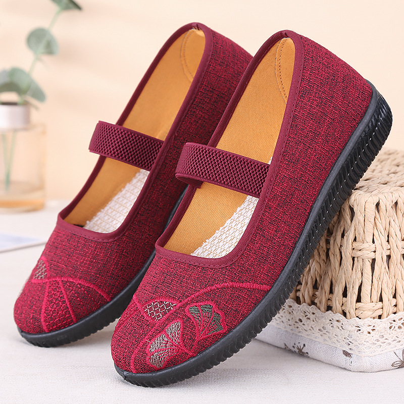 Ženske Slip-on Fisherman cipele, ljeto, platnena gornja, plastična potplat, zaobljen vrh, niski pet 1-3 cm