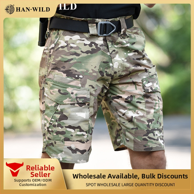 Taktické voľnočasové šortky na vonkajšie nosenie, kamuflážový vzor, zmesové látky, unisex, vhodné na leto a jar, pre beh, cyklistiku a turistiku