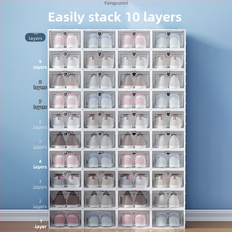Škatľa na topánky, sada 20 kusov, priehľadný plast, viacposchodová skrinka na topánky, jednoduchý a moderný dizajn, so sedením