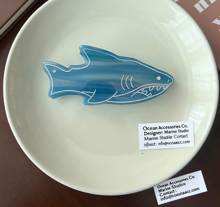 Kopča za kosu od acetata – Ocean serija, ručno izrađena, oblik hvata, porijeklo Yiwu, brend Han yan