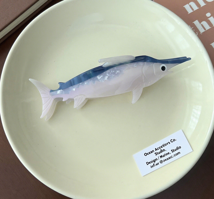 Kopča za kosu od acetata – Ocean serija, ručno izrađena, oblik hvata, porijeklo Yiwu, brend Han yan