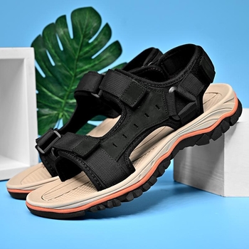 Muške ljetne sandale za outdoor putovanja, otvorenog prsta, Velcro kopča, prozračni gornji dio od super vlakana, gumena potplata