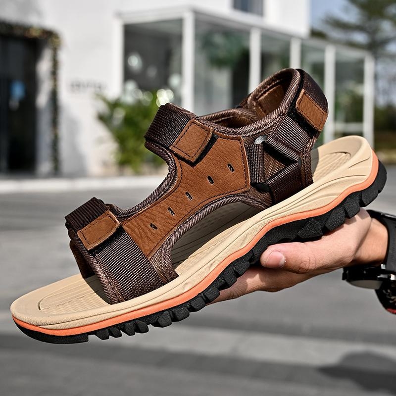 Muške ljetne sandale za outdoor putovanja, otvorenog prsta, Velcro kopča, prozračni gornji dio od super vlakana, gumena potplata