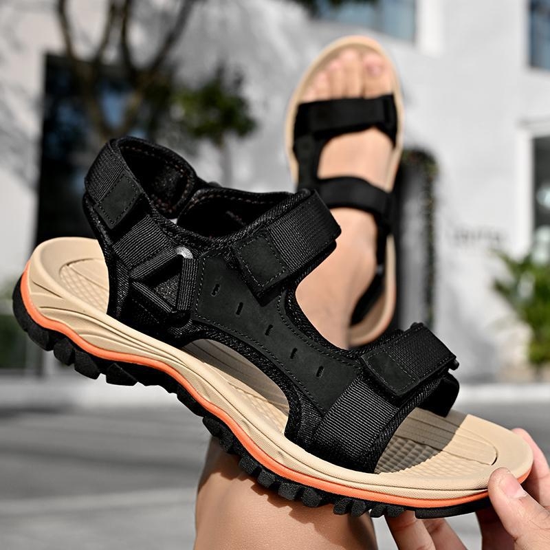 Muške ljetne sandale za outdoor putovanja, otvorenog prsta, Velcro kopča, prozračni gornji dio od super vlakana, gumena potplata