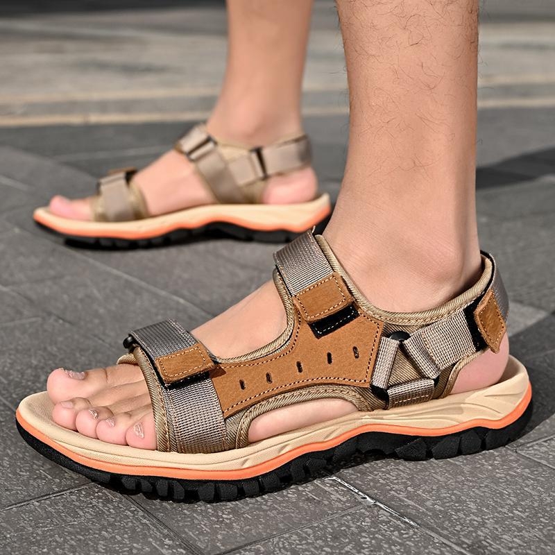 Muške ljetne sandale za outdoor putovanja, otvorenog prsta, Velcro kopča, prozračni gornji dio od super vlakana, gumena potplata