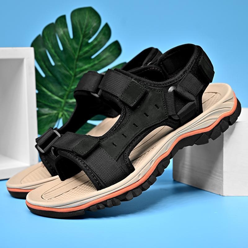 Muške ljetne sandale za outdoor putovanja, otvorenog prsta, Velcro kopča, prozračni gornji dio od super vlakana, gumena potplata