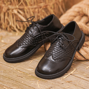 Ženske Brogue cipele, PU gornji dio, okrugli vrh, niski pet 1–3 cm, vezanje šniranjem, gumeni đon