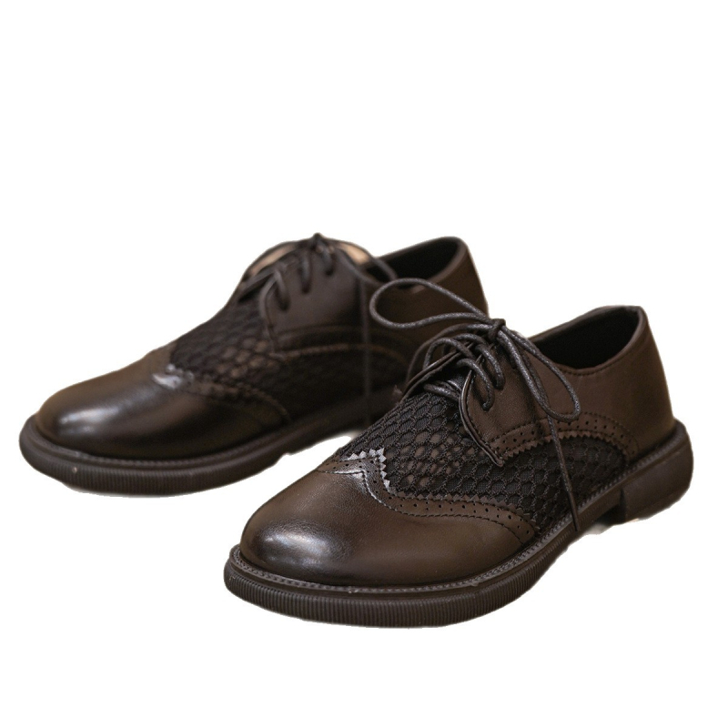 Ženske Brogue cipele, PU gornji dio, okrugli vrh, niski pet 1–3 cm, vezanje šniranjem, gumeni đon