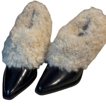 Ženske PU cipele s oštrim vrhom, slip-on, 3–6 cm visokim petom, gumeni potplat, unutrašnja od Super Fiber, za jesen-zimu