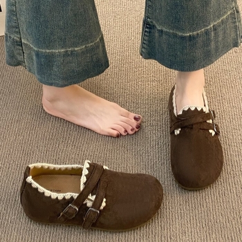 Platforme cipele s nubuk gornjim dijelom, gumom na potplati, debela platforma, kopča