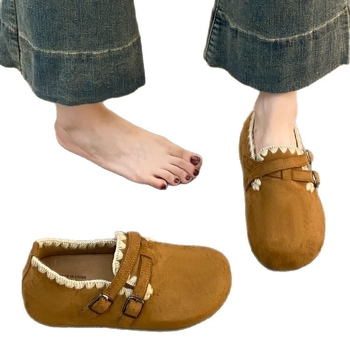 Platforme cipele s nubuk gornjim dijelom, gumom na potplati, debela platforma, kopča