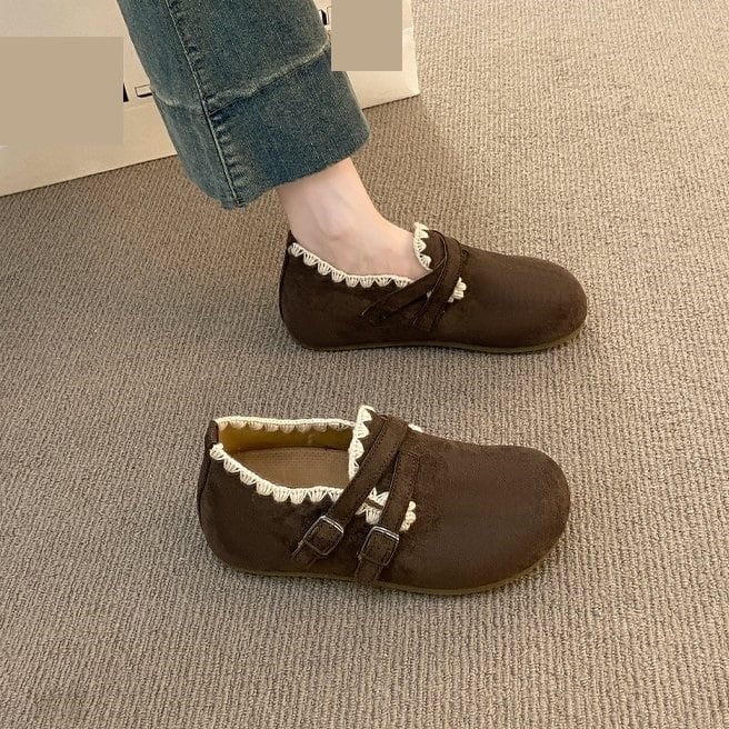 Platforme cipele s nubuk gornjim dijelom, gumom na potplati, debela platforma, kopča