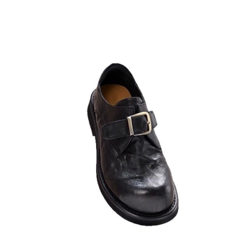 Ženske loaferice od teleće kože s okruglim vrhom, gornji dio od kože prvog sloja, niski potplat 1–3 cm, gumeni potplat, EVA ulošak — retro poslovni casual stil