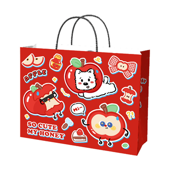 Geantă de cadouri din carton cu design cartoon, material carton, imprimare disponibilă, gata de utilizare și personalizabilă, posibilitatea imprimării logo-ului, pentru ambalarea deserturilor și milk tea