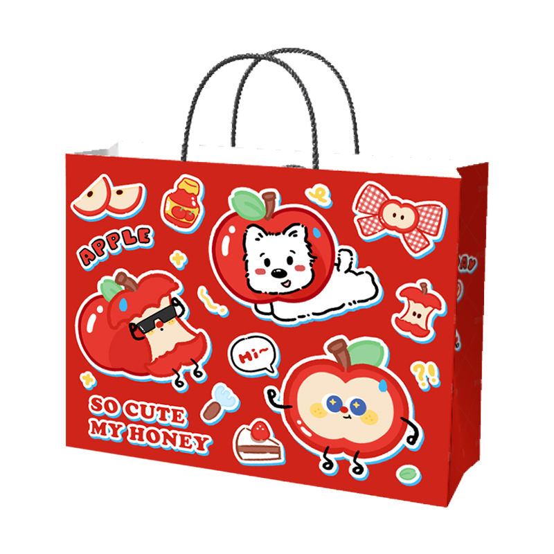 Geantă de cadouri din carton cu design cartoon, material carton, imprimare disponibilă, gata de utilizare și personalizabilă, posibilitatea imprimării logo-ului, pentru ambalarea deserturilor și milk tea