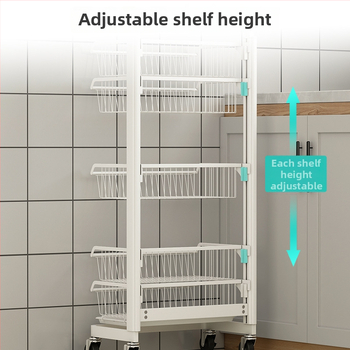 Ming Collar Ράφι Κουζίνας από Space Aluminum για Φρούτα και Λαχανικά, σε Δάπεδο, Πολυεπίπεδη Αποθήκευση με Αποσπώμενο Καλάθι