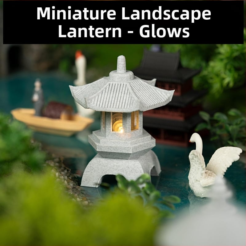 Ландшафтен каменен фенер и малък павилион – украса за входа на дома и осветление за градински бонсай (Материал: Друго; Внос: Не)