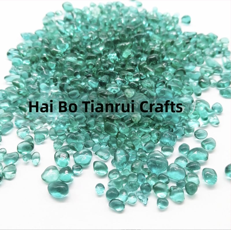 Стъклени мъниста за аквариум и озеленяване — Несиметрични форми, Стъклен пясък, Адхезивна каменна смес (Марка: Tianrui Glass; Категория: камъни за озеленяване; Внос: Не)