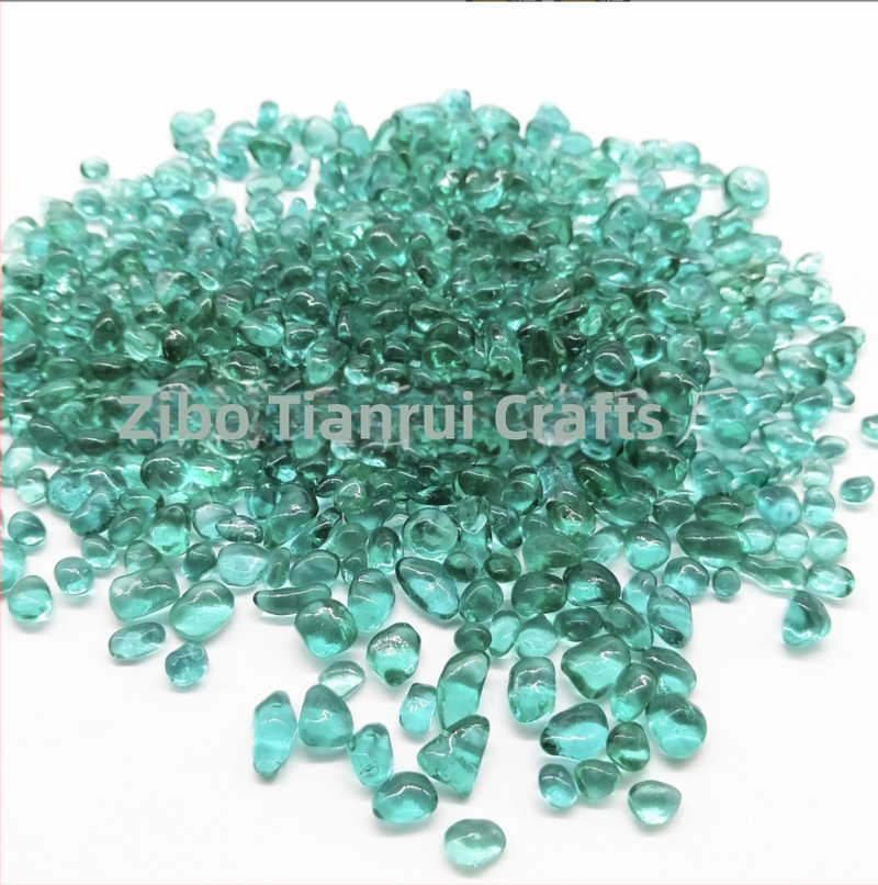 Стъклени мъниста за аквариум и озеленяване — Несиметрични форми, Стъклен пясък, Адхезивна каменна смес (Марка: Tianrui Glass; Категория: камъни за озеленяване; Внос: Не)