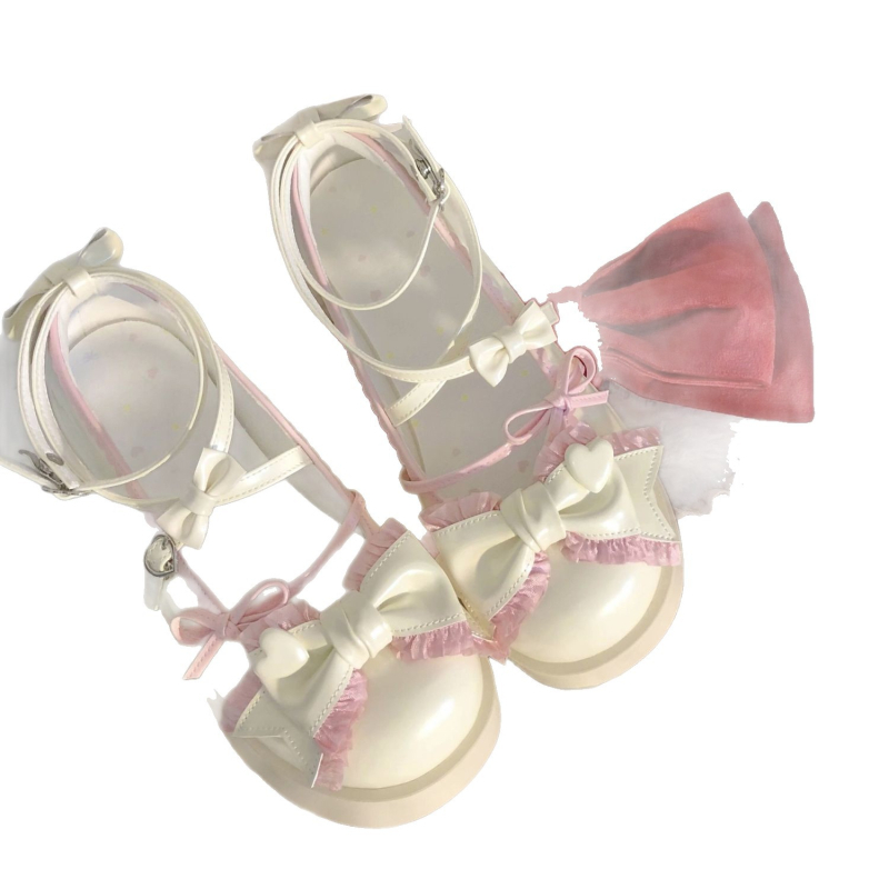 Platforme cipele – Slatki stil, Gornji dio od umjetne kože, Debelo peto 3–5 cm, Gumena potplat, Kopča s kopčom