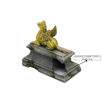 Декорация за влечуги: екологично чиста смола; укритие; статуя на летящ бог (Материал: екологично чиста смола; Функция: укритие за влечуги; Стил: статуя на летящ бог; Основна цел: декоративна украса; Тегло: 180 г)