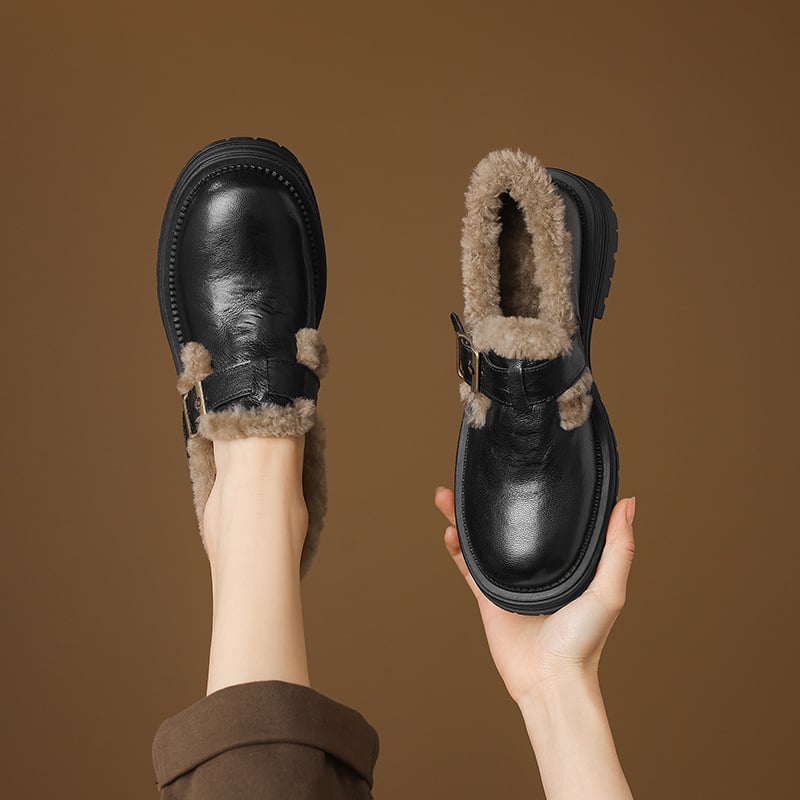 Ženske loaferice s gornjim dijelom od mikrovlaknaste kože, unutarnja pamuk, gumeni potplat, kopča, niski pet 1-3 cm