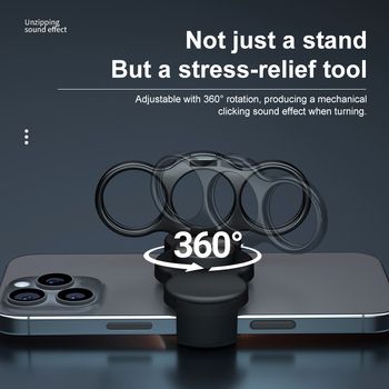 Telefon tartó gyűrűvel, 360° forgás, összecsukható állvány, cinkötvözet, egyedi logó
