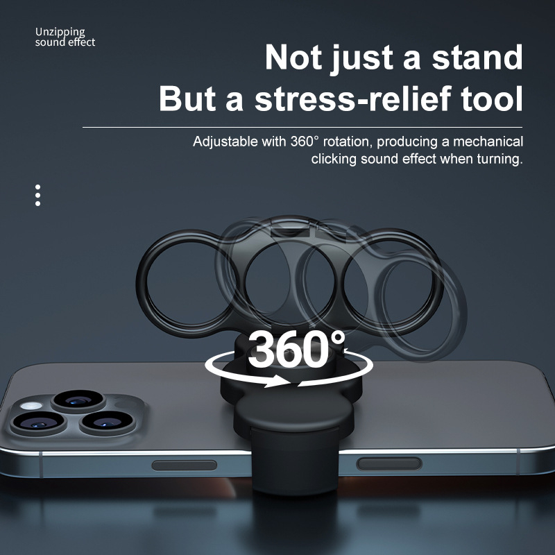 Telefon tartó gyűrűvel, 360° forgás, összecsukható állvány, cinkötvözet, egyedi logó