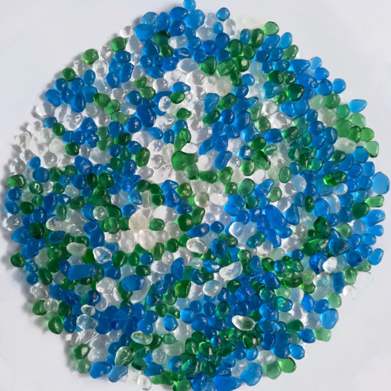 Akvarijske staklene perle, zelena-plava smjesa; Tianrui Glass marka; kamen za krajobraz; težina 25 kg