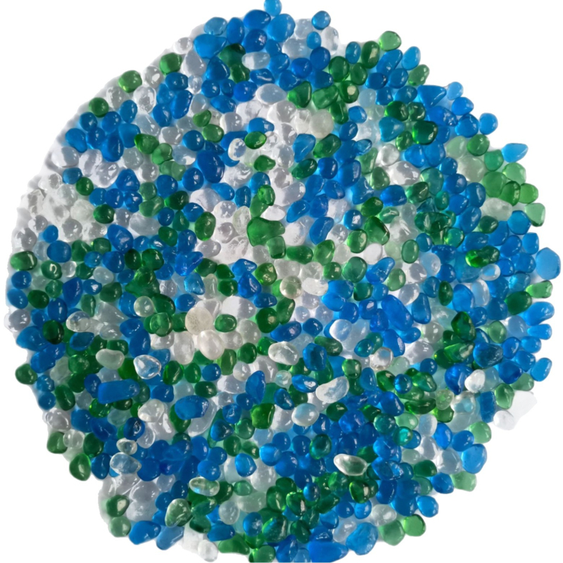 Akvarijske staklene perle, zelena-plava smjesa; Tianrui Glass marka; kamen za krajobraz; težina 25 kg