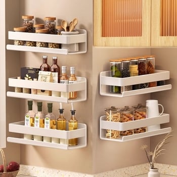 Ράφι τοίχου για μπαχαρικά κουζίνας, χωρίς εγκατάσταση, από ανθρακούχο χάλυβα, κρεμαστό σε τοίχο, μοντέρνο μινιμαλιστικό στυλ