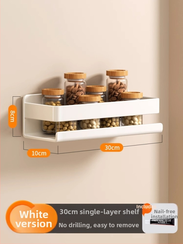 Ράφι τοίχου για μπαχαρικά κουζίνας, χωρίς εγκατάσταση, από ανθρακούχο χάλυβα, κρεμαστό σε τοίχο, μοντέρνο μινιμαλιστικό στυλ