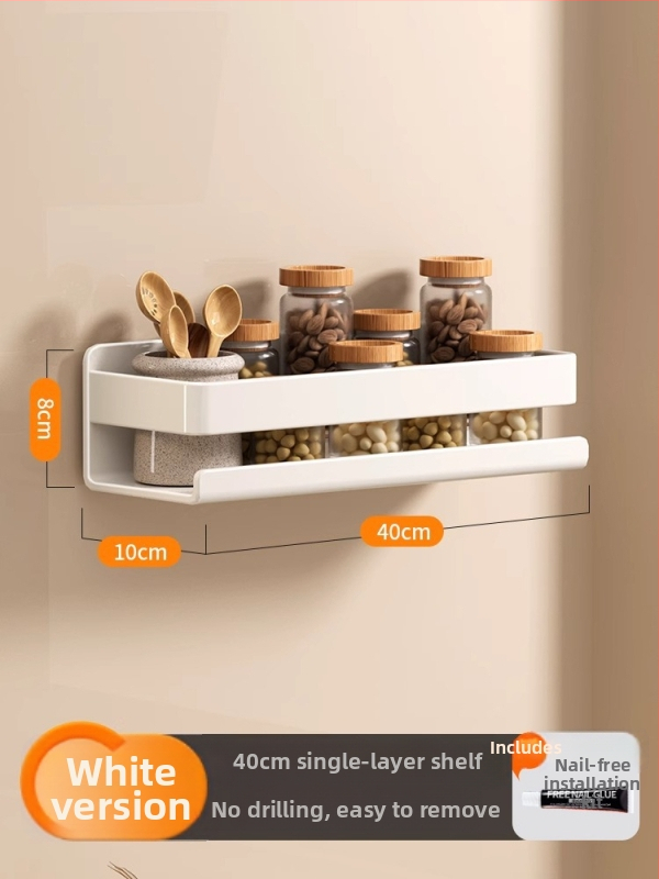 Ράφι τοίχου για μπαχαρικά κουζίνας, χωρίς εγκατάσταση, από ανθρακούχο χάλυβα, κρεμαστό σε τοίχο, μοντέρνο μινιμαλιστικό στυλ