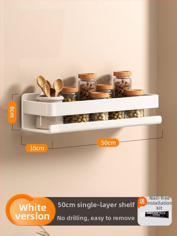 Ράφι τοίχου για μπαχαρικά κουζίνας, χωρίς εγκατάσταση, από ανθρακούχο χάλυβα, κρεμαστό σε τοίχο, μοντέρνο μινιμαλιστικό στυλ