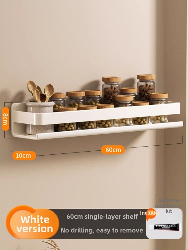 Ράφι τοίχου για μπαχαρικά κουζίνας, χωρίς εγκατάσταση, από ανθρακούχο χάλυβα, κρεμαστό σε τοίχο, μοντέρνο μινιμαλιστικό στυλ