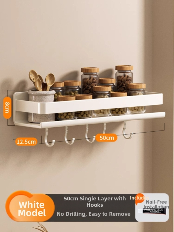 Ράφι τοίχου για μπαχαρικά κουζίνας, χωρίς εγκατάσταση, από ανθρακούχο χάλυβα, κρεμαστό σε τοίχο, μοντέρνο μινιμαλιστικό στυλ