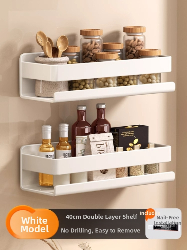 Ράφι τοίχου για μπαχαρικά κουζίνας, χωρίς εγκατάσταση, από ανθρακούχο χάλυβα, κρεμαστό σε τοίχο, μοντέρνο μινιμαλιστικό στυλ