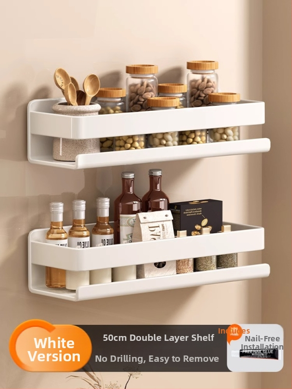 Ράφι τοίχου για μπαχαρικά κουζίνας, χωρίς εγκατάσταση, από ανθρακούχο χάλυβα, κρεμαστό σε τοίχο, μοντέρνο μινιμαλιστικό στυλ