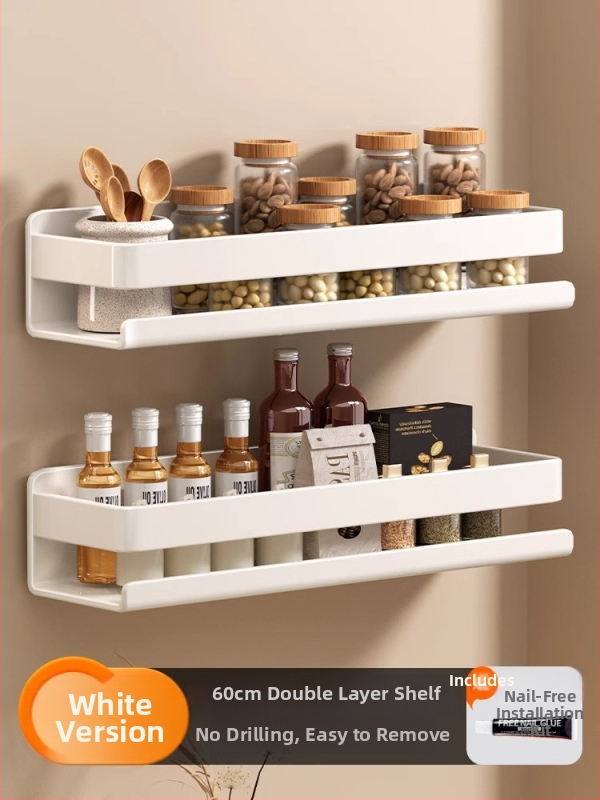 Ράφι τοίχου για μπαχαρικά κουζίνας, χωρίς εγκατάσταση, από ανθρακούχο χάλυβα, κρεμαστό σε τοίχο, μοντέρνο μινιμαλιστικό στυλ