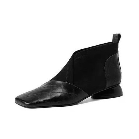 Ženske cipele u francuskom stilu s dubokim izrezom i četvrtastim nosem, niski debeli pet, PU gornji dio, gumena potplat, slip-on