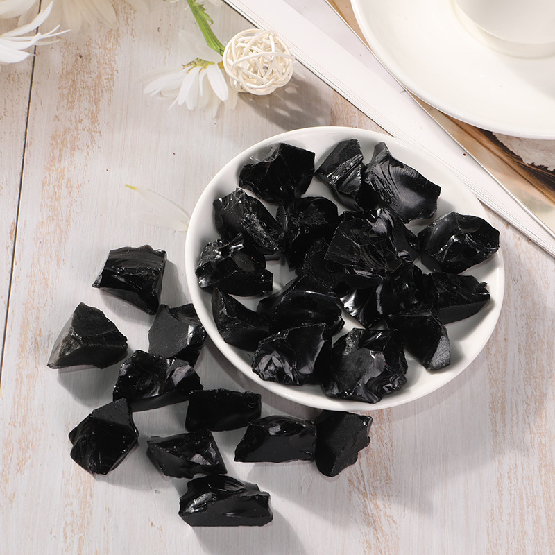 Obsidijan kristal sirovi kamen za aromaterapiju i difuzor, ukras za akvarij i lonac, kristalni umjetnički predmet