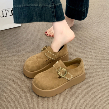 Ženske slip-on loaferice s debelim potplatom i platformom, gornji dio od mikrovlaknaste kože, okrugli nos, 3–5 cm visina platforme, uložak od umjetne kože
