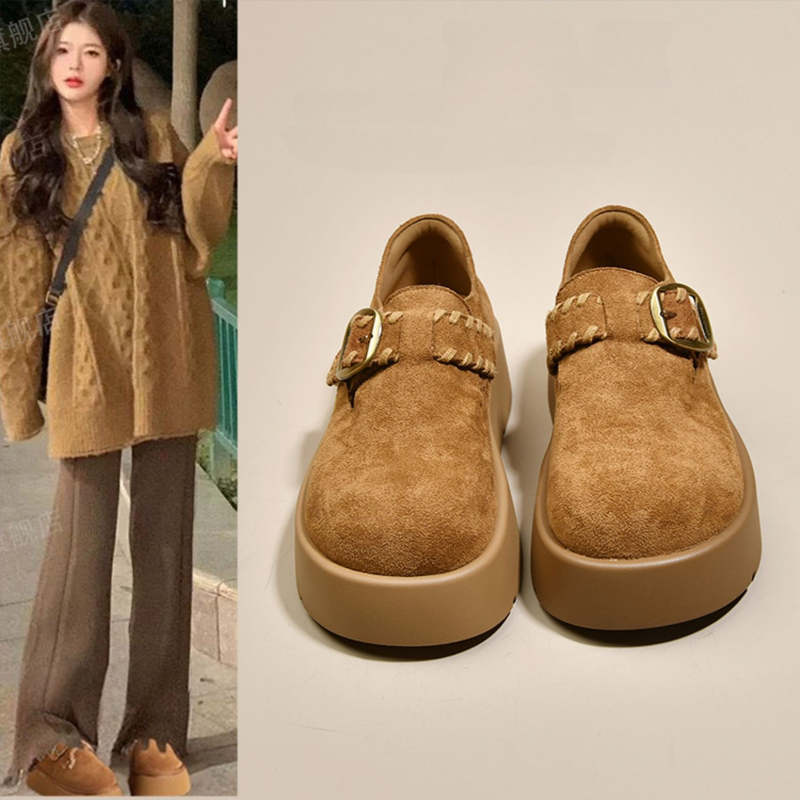 Ženske slip-on loaferice s debelim potplatom i platformom, gornji dio od mikrovlaknaste kože, okrugli nos, 3–5 cm visina platforme, uložak od umjetne kože