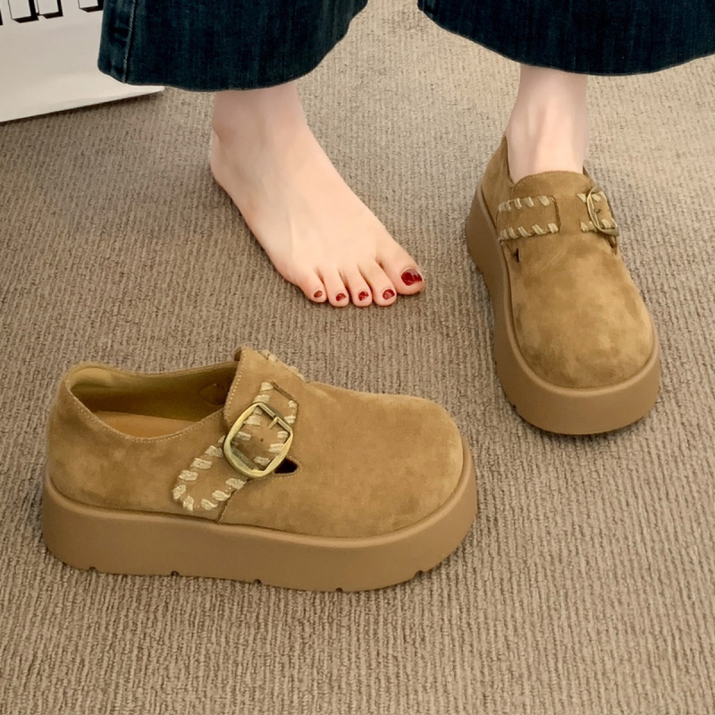 Ženske slip-on loaferice s debelim potplatom i platformom, gornji dio od mikrovlaknaste kože, okrugli nos, 3–5 cm visina platforme, uložak od umjetne kože