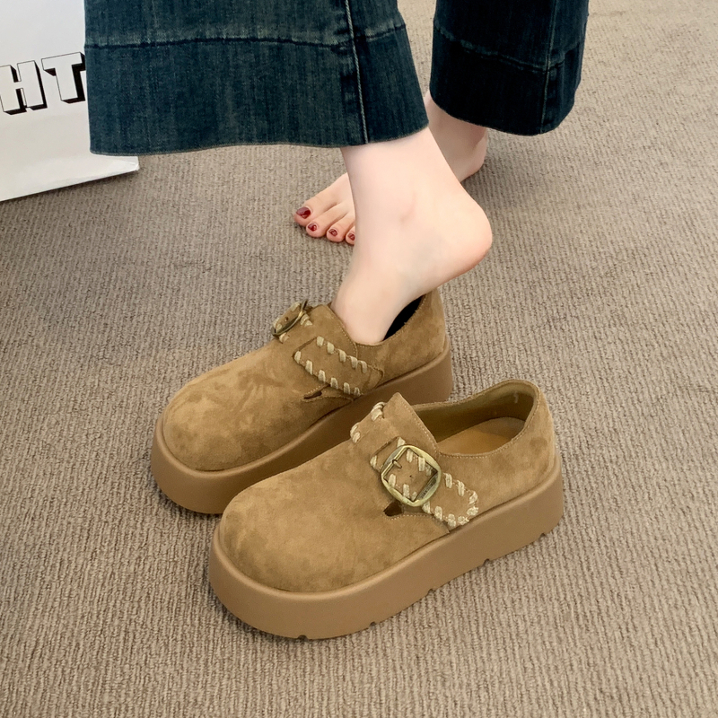 Ženske slip-on loaferice s debelim potplatom i platformom, gornji dio od mikrovlaknaste kože, okrugli nos, 3–5 cm visina platforme, uložak od umjetne kože
